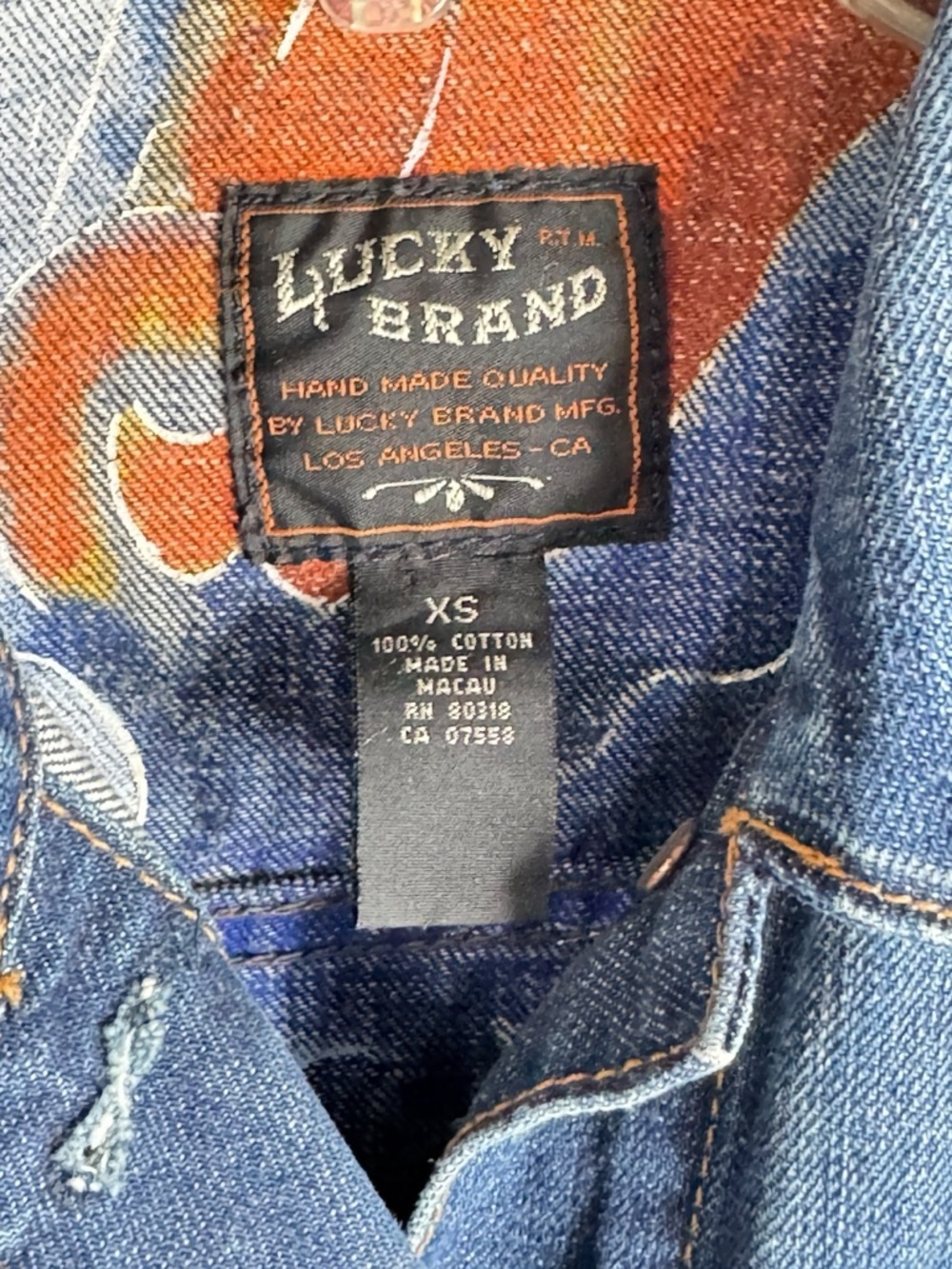 Lucky Brand Denim Trucker Jacket XS Vintage Wash Jean Jacket Classic Fitted - Picture 9 of 13